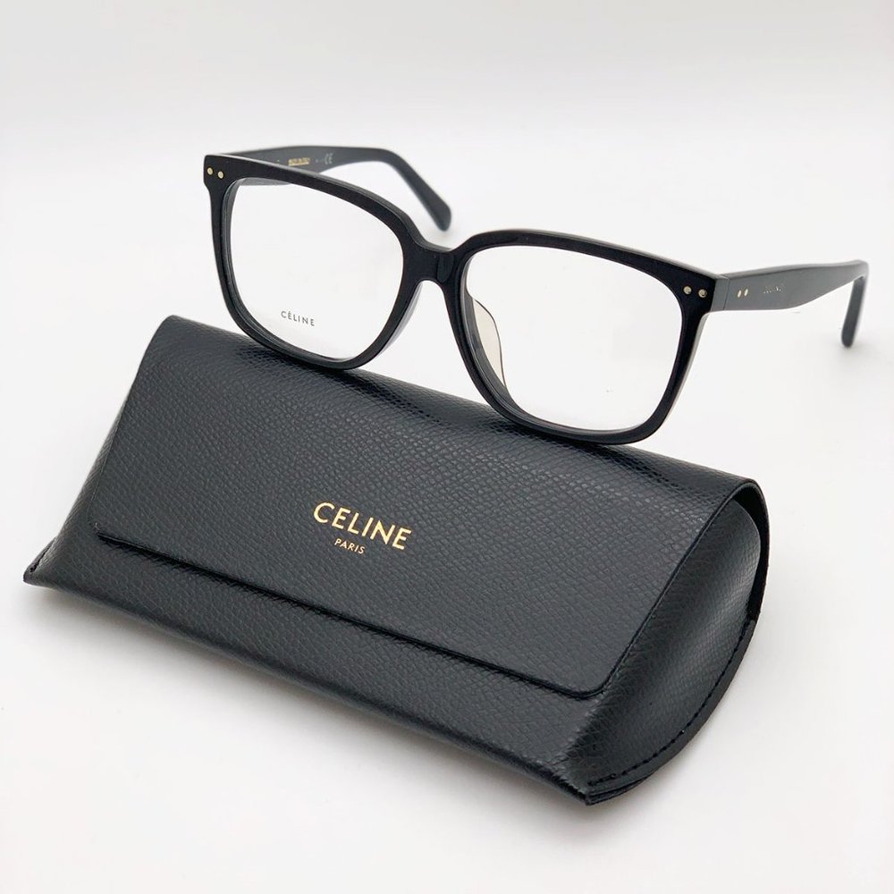 Celine Black Cat-Eye Optical Glasses with Gold Accents